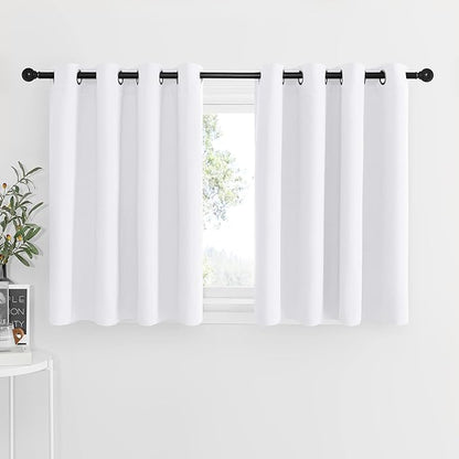 NICETOWN Short Window Curtains for Loft - Grommet Top Design Curtains for Cafe & Dining Room Thanksgiving Decoration (Pure White, Two Panels, 52W by 36L 1.2 Inches Header)