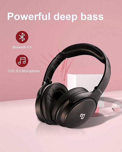 INFURTURE Active Noise Cancelling Headphones, H1 Wireless Over Ear Bluetooth Headphones, Deep Bass Headset, Low Latency, Memory Foam Ear Cups,40H Playtime