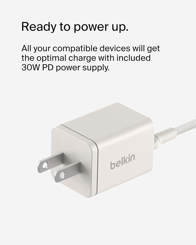 Belkin 2-in-1 MagSafe Wireless Charging Dock 15W Fast Charge iPhone Charger Compatible with iPhone 16, 15, 14, and 13 Series, AirPods, and Other MagSafe Enabled Devices, Includes Power Supply - Sand