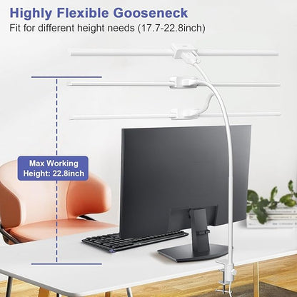 EppieBasic LED Desk Lamp, 24W Double Head Desk Light,Architect Clamp Task Table Lamp, Office Desk Lamps Super Bright Extra Wide Area Drafting Work Light for Workbench, Reading, Monitor