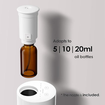 Waterless Diffuser for Essential Oil Nebulizer Battery Operated Mini Scent Air Machine Aromatherapy Atomizing Diffuser 1/2/3H/Time Off 3 Mist Level for Home Cars Office (AN6 White)