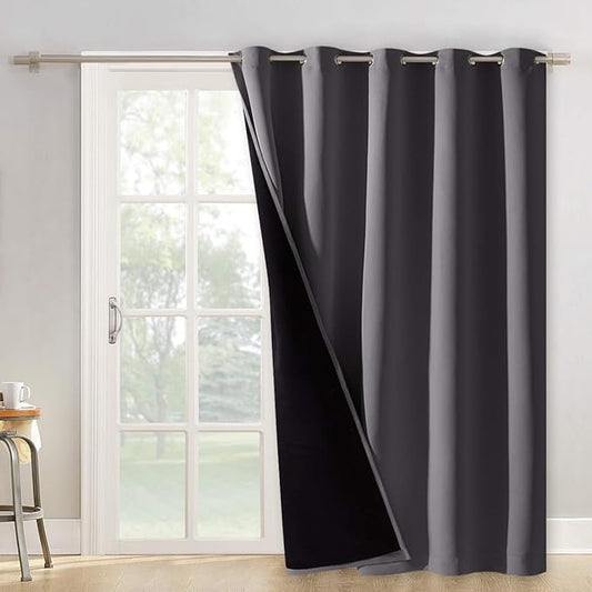 NICETOWN 100% Blackout Privacy Doorway Curtain, Door Divider Curtain, Bedroom Closet Door Cover for Room Divider Garage Window Bathroom Door Dressing Changing Fitting Decor（1 Panel, 62" x 84", Gray