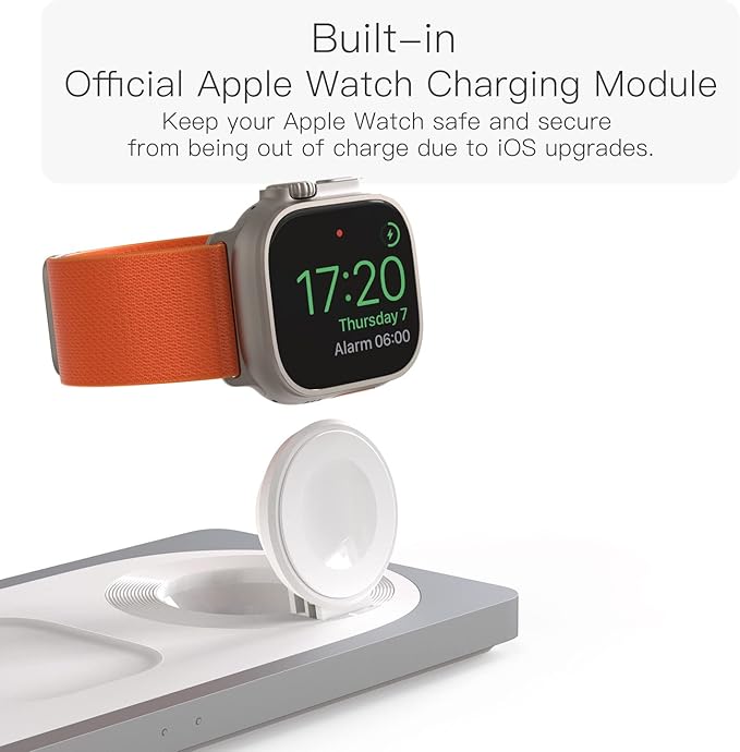 3-in-1 Charging Station for Apple Devices: Used for iPhone and Watch Charging Station with Magsafe Charger Stand, Wireless Charger for iPhone15/14/13/12, Apple Watch 1-9/Ultra, AirPods 3 Pro