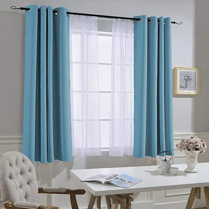 NICETOWN Blackout Curtains Panels for Window - Thermal Insulated Solid Grommet Blackout Panels/Drapes for Bedroom (Teal Blue=Light Blue, Set of 2 Panels, 52 by 45 Inch)