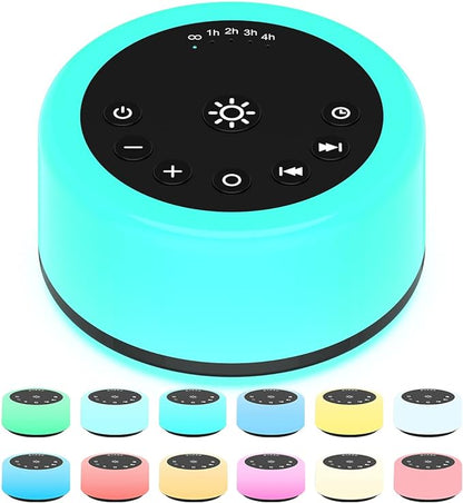 Soother Sleep Sound Machine Night Light White Noise Machine with 30 Soothing Sounds & 12 Color Night Lights for Baby Kids Adults Brown Noise Machine with Timer & Continuous Play for Home Travel Office