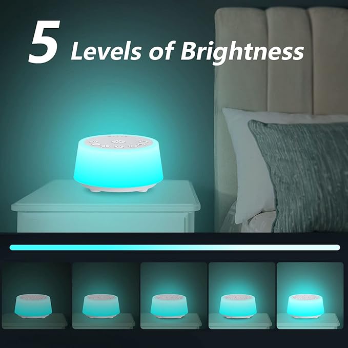 Color Noise Sound Machines with 10 Colors Night Light 25 Soothing Sounds and Sleep White Noise Machine 32 Volume Levels 5 Timers Adjustable Brightness Memory Function for Adults Kids Baby