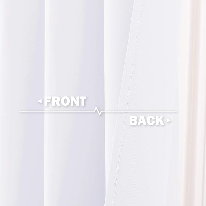 NICETOWN Short Window Curtains for Loft - Grommet Top Design Curtains for Cafe & Dining Room Thanksgiving Decoration (Pure White, Two Panels, 52W by 36L 1.2 Inches Header)