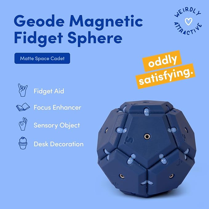 Speks Geode Pentagons Magnetic Fidget Toy for Adults & Teens 14+ | Sensory Gadget for Stress Relief, Office Desk Toy Present, Christmas Gift, Holiday Stocking Stuffer | Space Cadet, 12-Piece Set