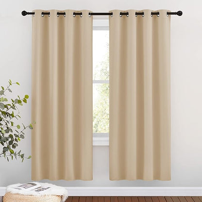 NICETOWN Blackout Draperies Curtains Panels - Window Treatment Thermal Insulated Solid Grommet Blackout Curtains/Panels/Drapes for Bedroom (Biscotti Beige, Set of 2, 46 by 72 Inch)