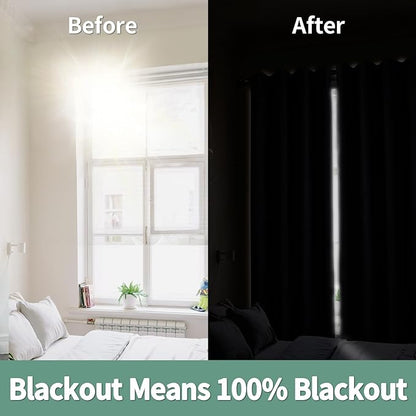 Beige Blackout Curtains for Bedroom 63 Inch Length 2 Panels Set, Thermal Insulated 100% Light Blocking Soundproof Grommet Window Curtains for Living Room with Black Liner, Each 52 Inch Wide