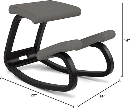 Varier Variable Balans Original Kneeling Chair Designed by Peter Opsvik (Dark Grey Revive Fabric with Black Ash Base)