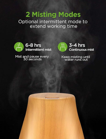 InnoGear Essential Oil Diffuser, Premium 5-in-1 Diffusers for Home Scent Aromatherapy Diffuser Air Desk Humidifier for Bedroom Large Room Office 7 Color LED 2 Mist Mode Waterless Auto Off, Yellow