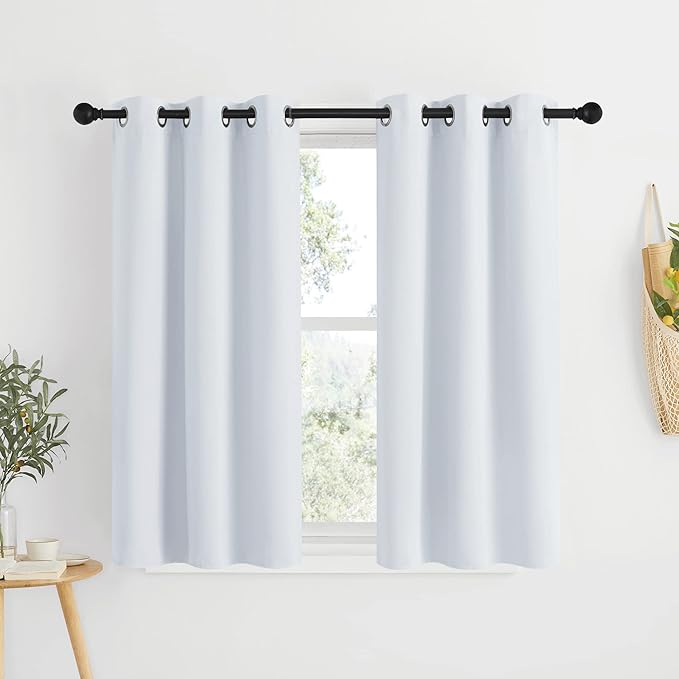 NICETOWN Room Darkening Curtain Panels - Window Treatment Thermal Insulated Grommet Light Blocking Curtains Drapes for Bedroom/Home Office (2 Panels, 34 by 50, Greyish White)