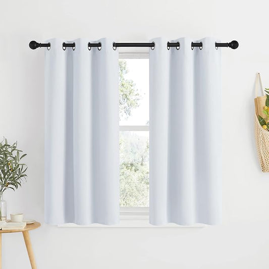 NICETOWN Room Darkening Curtain Panels - Window Treatment Thermal Insulated Grommet Light Blocking Curtains Drapes for Bedroom/Home Office (2 Panels, 34 by 50, Greyish White)