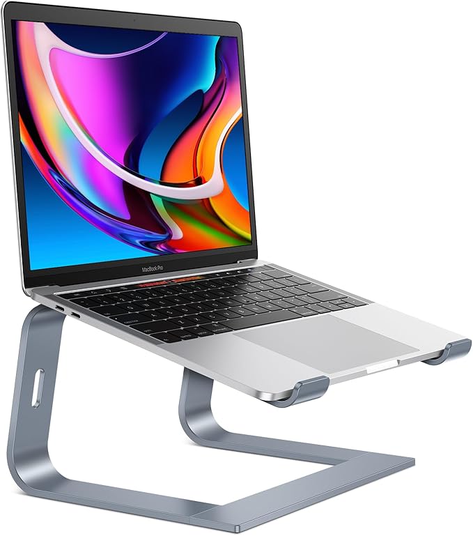 OMOTON Laptop Stand for Desk, Detachable Laptop Riser, Aluminum Laptop Holder, Compatible with MacBook Air/Pro, Dell, HP, and All Laptops (11-16 inch), CoolGrey