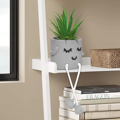 Zerzsy Artificialplant Succulents in Cement Pots with Hanging Leg, Kitchen Shelf Decor,Bathroom Shelf Decor,Shelf Decor Accents,Office Wall Decor - Set of 1