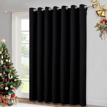 NICETOWN Halloween Large Room Separating Divider, Room Divider Curtain Screen Partition, Function Thermal Blackout Noise Reducing Curtain, Sliding Door Insulated Curtain, Black, 12.5ft Wide x 9ft Long