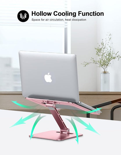 Foldable Laptop Stand, Height Adjustable Ergonomic Computer Stand for Desk, Aluminum Portable Laptop Riser Holder Mount Compatible with MacBook Pro Air, HP, Dell 10-16" (Pink)