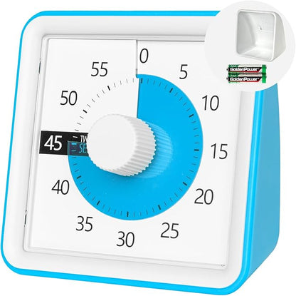 Visual Timer with Protective Case, 60-Minute Countdown Timer for Kids Autism ADHD Classroom Home Office, Countdown Clock for Teaching Work, Pomodoro Timer for Time Management Education, Sky Blue