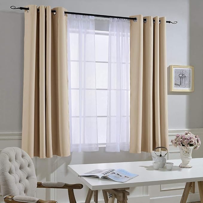 NICETOWN Bedroom Curtains Room Darkening Drapes - Biscotti Beige Curtains/Panels for Bedroom, Grommet Top, 2-Pack, 52 x 45 inches Long, Thermal Insulated, Privacy Assured