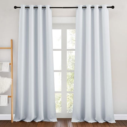 NICETOWN Room Darkening Curtain Panels - Home Fashion Ring Top Thermal Insulated Room Darkening Curtains for Bedroom/Living Room (2 Panels, 46" Wide by 90" Long, Greyish White)