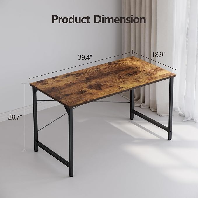 CubiCubi Computer Desk, 40 inch Home Office Small Desk, Modern Simple Style PC Table for Home, Office, Study, Writing, Vintage Brown