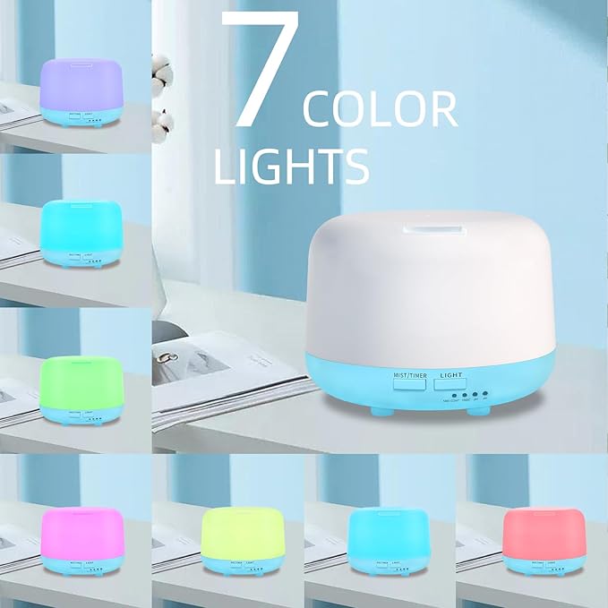 300ML Essential Oil Diffuser with Remote Control, 7 LED Color Changing Light, 8 Hour Cool Mist Fragrance Air Humidifier