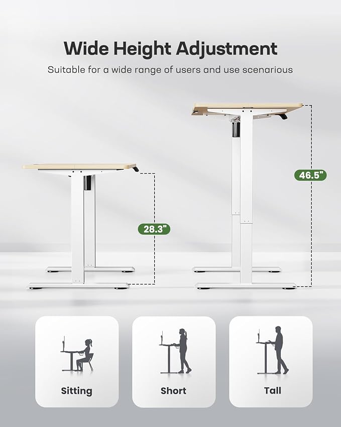 Marsail Electric Standing Desk, Adjustable Height Stand up Desk, 55 x 24 Inches Sit Stand Home Office Desk, Computer Desk, Maple