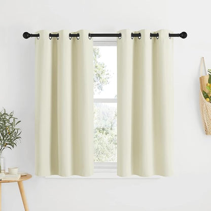 NICETOWN Blackout Beige Curtains and Drapes - Window Treatment Thermal Insulated Solid Grommet Blackout Draperies for Kitchen/Cafe (Set of 2, W34 x L50)