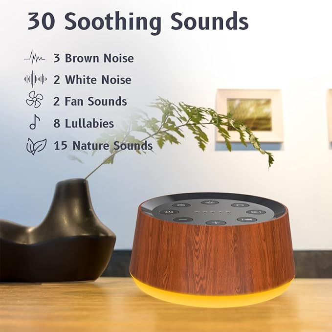 Brown Noise Sound Machine with 30 Soothing Sounds 12 Colors Night Light White Noise Machine for Adults Baby Kids Sleep Machines with 36 Volume Levels Memory Function 5 Timers for Home Office Travel