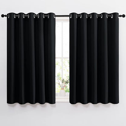 NICETOWN Black Out Curtains for Living Room - Easy Care Solid Thermal Insulated Grommet Blackout Panels/Drapes for Bedroom Window (2 Panels, 66 inches Wide by 54 inches Long)