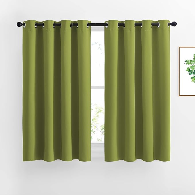 NICETOWN Green Blackout Curtains for Windows - Window Decoration Thermal Insulated Grommet Top Blackout Curtains/Panels/Drapes for Kid's Room (1 Pair, 52 x 45 inches in Fresh Green)