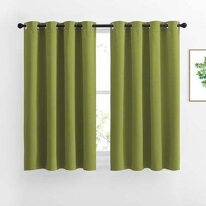 NICETOWN Green Blackout Curtains for Windows - Window Decoration Thermal Insulated Grommet Top Blackout Curtains/Panels/Drapes for Kid's Room (1 Pair, 52 x 45 inches in Fresh Green)