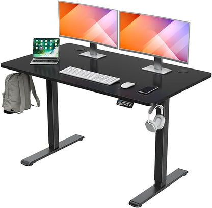 MOUNTUP Height Adjustable Electric Standing Desk Whole-Piece, 48 x 24 Inches Quick Assembly Sit Stand Desk, Stand Up Desk with Memory Controller, Ergonomic Desk, Black