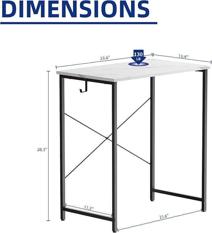 Pamray 23 Inch Computer Desk for Small Spaces, Home Office Work Desk with Headphone Hook, Small Office Desk Study Writing Table