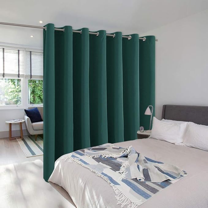 NICETOWN Thermal Insulated Room Dividers Curtains Screens Partitions, Full-Length Grommet Top Room Screen Divider Curtain Panel for Space Solution (Hunter Green, 1 Pack, 12.5ft Wide x 8ft Long)