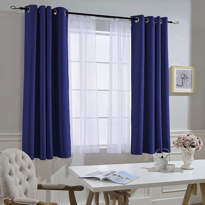 NICETOWN Blackout Curtain Panels Grommet - All Season Eyelet Top Blackout Draperies for Bedroom/Living Room/Glass Door, Navy Blue, 1 Pair of 52 x 45 inches