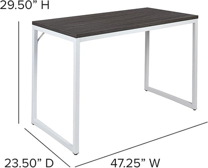 Flash Furniture Kimberly Tiverton Industrial Modern Desk-Rustic Gray/White Commercial Grade Computer Desk-47" Sturdy Home Office Desk-Writing Desk