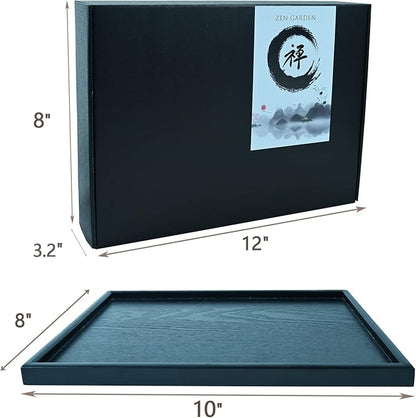 Mini Zen Garden, White Sand, 10" x 7" Rectangular Plastic Tray with Meditation Accessories