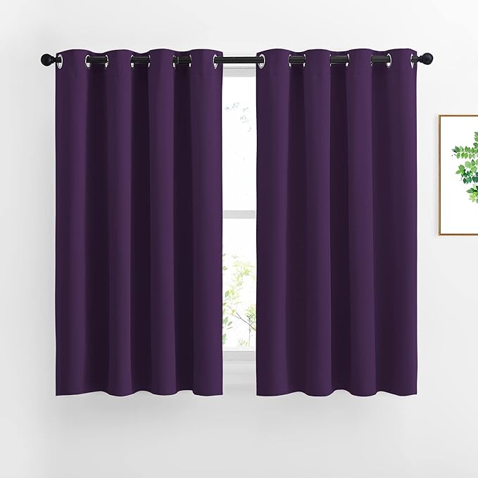 NICETOWN Blackout Curtains Drapery Panels - Window Treatment Royal Purple Blackout Drapes for Bedroom/Living Room Window, 52 inches Wide X 45 inches Long, 2 Panel Set