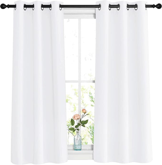 NICETOWN White Room Darkening Curtain Panels - Triple Weave Thermal Insulated Decorative Grommet 50% Light Blocking Window Curtains for Bedroom/Kitchen (Set of 2, W37 x L48)