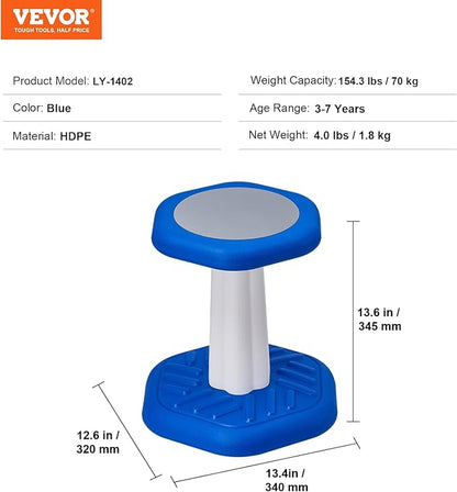 VEVOR Kids Wobble Chair, Active Chair with Sponge Cushion, Wobble Stool Improves Focus, Posture and Calm Children, Ideal for Schools and Preschools, Age 3-7, Blue