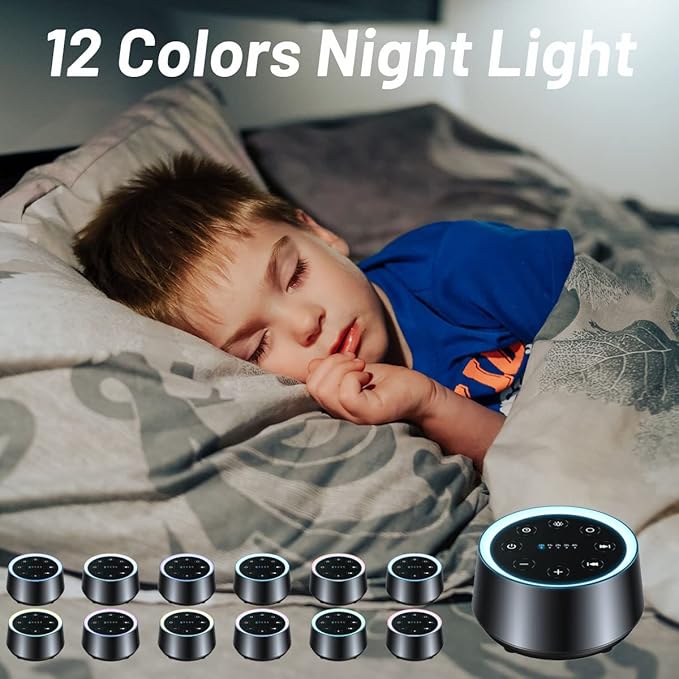 EasyHome Sleep Sound Machine White Noise Machines with 30 Soothing Sounds 12 Adjustable Night Light 10 Adjustment Brightness 32 Levels of Volume 5 Timers and Memory Function Home Travel Office