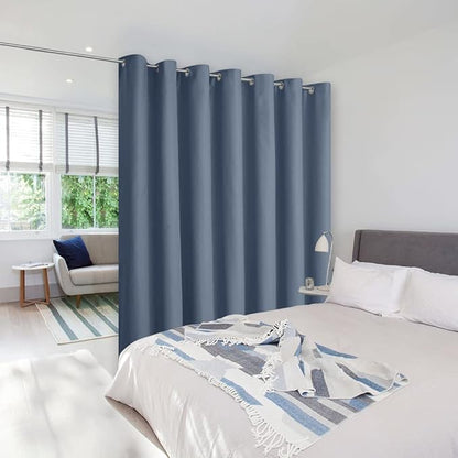 NICETOWN Sliding Door Curtains 84 inch Length, Single Curtain Panel, Insulating Thermal Blackout Curtains for Bedroom Window Bathroom Doorway Front Door (1 Pack, 8.3ft Wide x 7ft Long, Stone Blue)