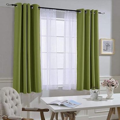 NICETOWN Bedroom Curtains Blackout Draperies - Decoration Thermal Insulated Solid Grommet Top Blackout Panels/Drapes for Kid's Room (1 Pair, 52 x 63 inches in Fresh Green)