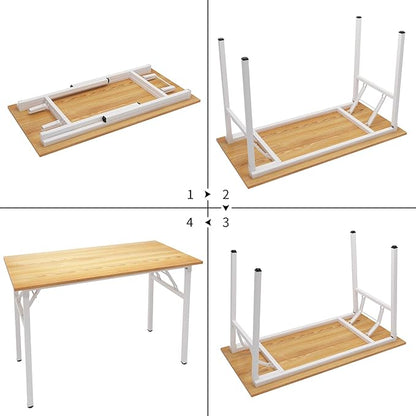 Need Office Computer Desk - 47.2L Sturdy and Heavy Duty Folding Laptop Table,Writing Table/Home Office Desk/Sewing Table,No Assembly Required,Teak&White AC5BW-120-ND