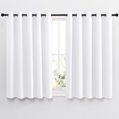 NICETOWN White Room Darkening Curtain Panels - Tripe Weave Thermal Insulated Grommet Room Darkening Window Draperies and Curtains for Bedroom (Set of 2, 66 x 54 inches in White)