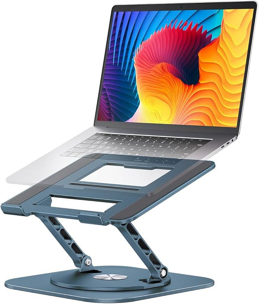 Adjustable Laptop Stand with 360 Rotating Base, Computer Stand for Laptop Ergonimic Foldable Laptop Riser for Desk Compatible with MacBook Pro/Air Notebook up to 16 Inches, Navy