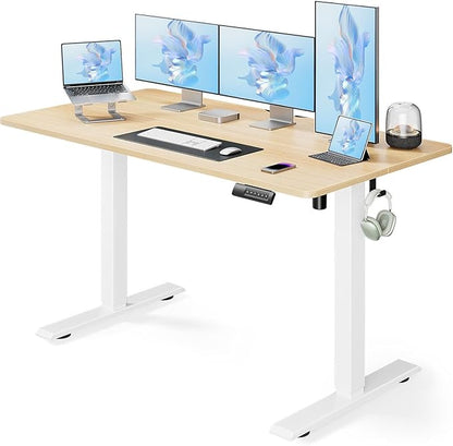 Marsail Electric Standing Desk, Adjustable Height Stand up Desk, 55 x 24 Inches Sit Stand Home Office Desk, Computer Desk, Maple