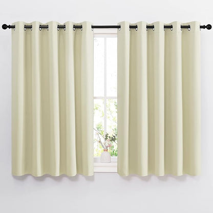 NICETOWN Room Darkening Curtains and Drapes for Bedroom - Grommet Energy Saving Thermal Insulated Light Blocking Window Treatments for Kitchen (Beige, 1 Pair, W66 x L54)